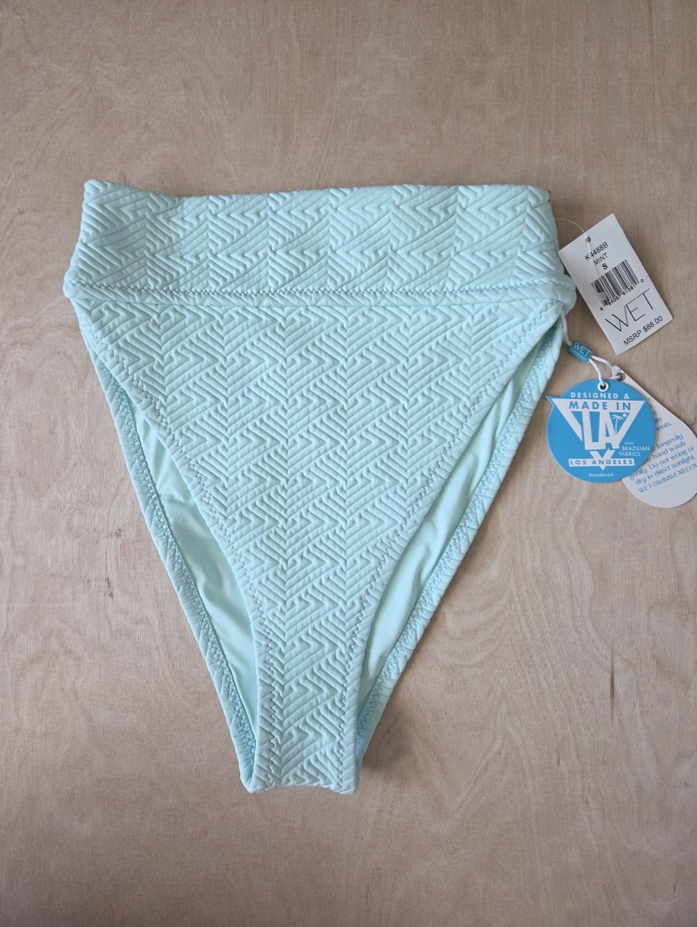 Wet Swimwear Mint Green Textured High Waisted Bikini Bottoms NWT